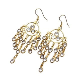 Top Product Reviews For Handmade Gold Overlay Crystal Quartz Handmade Gold Overlay Crystal Quartz Chandelier Earrings India Clear