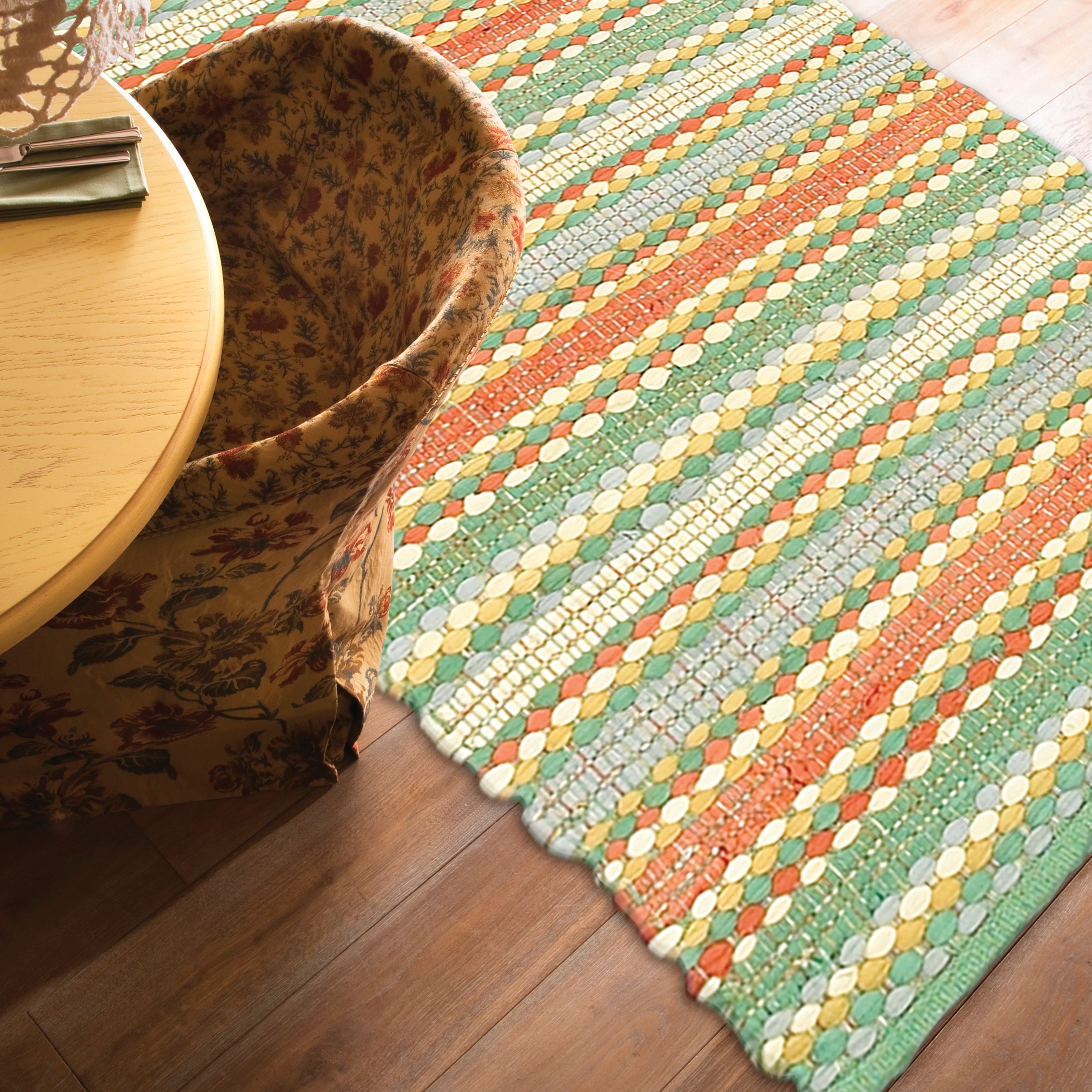 LR Home Altair Cotton Dhurry Jade Indoor Area Rug ( 5' x 8' Jade 5' x 8