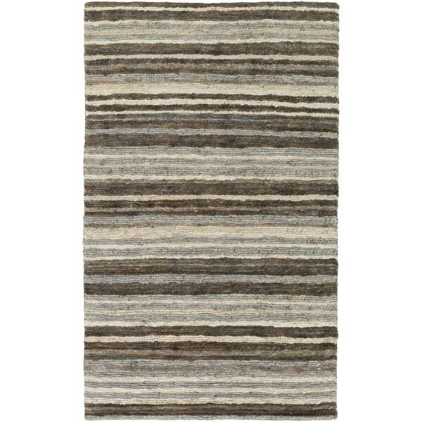 Hand Woven Jeff Stripe Jute Area Rug Overstock 10053396 2 X 3 Brown Pink