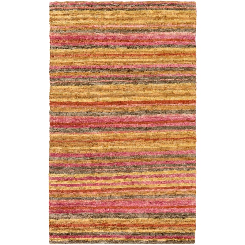 Hand-Woven Jeff Stripe Jute Area Rug - 2' x 3' - Brown/Pink
