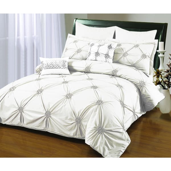 Sandra Venditi Ruched 6 Piece Duvet Cover Set On Sale Overstock 10053572 Red Queen