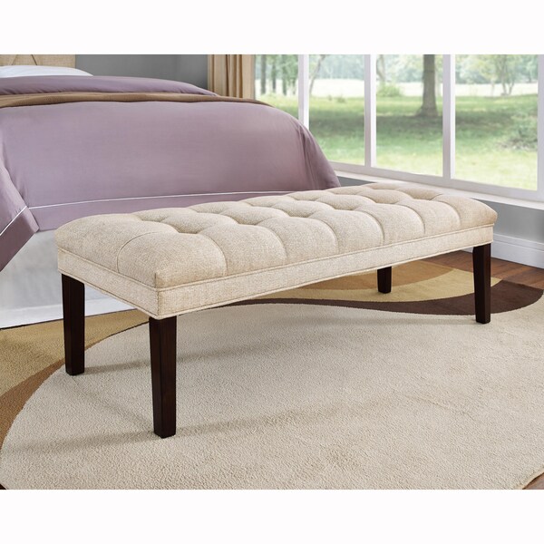 Shop Tan Upholstered Tufted Bench Free Shipping Today