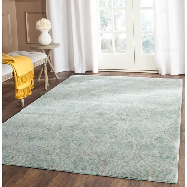 Safavieh Valencia Alpine/ Cream Distressed Silky Polyester Rug - 9' x 12'