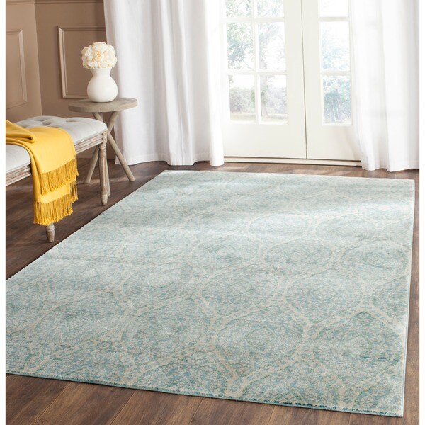 Safavieh Valencia Alpine/ Cream Distressed Silky Polyester Rug - 9' x 12'