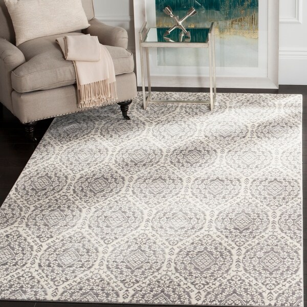 Safavieh Valencia Mauve/ Cream Distressed Silky Polyester Rug - 9' x 12'