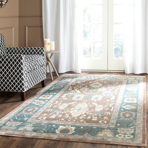 Safavieh Valencia Chocolate/ Alpine Distressed Silky Polyester Rug - 9' x 12'