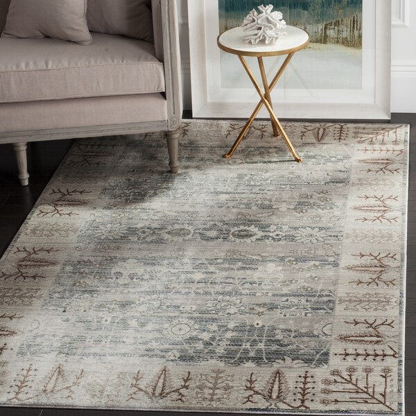 Safavieh Valencia Dark Grey/ Light Grey Distressed Silky Polyester Rug - 9' x 12'