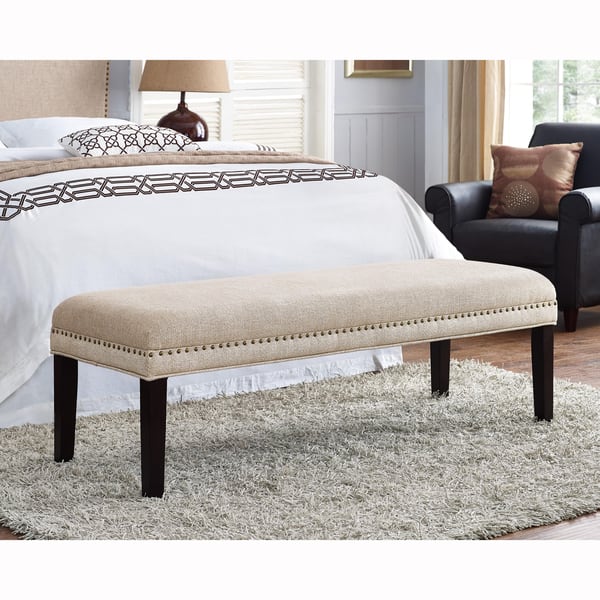 Tan Upholstered Bench With Nail Head Trim Bed Bath Beyond