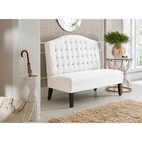 Ivory Tufted Upholstered Banquette Bench - Bed Bath & Beyond - 10054033