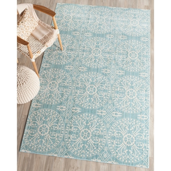 Safavieh Valencia Alpine/ Cream Distressed Silky Polyester Rug - 8' x 10'