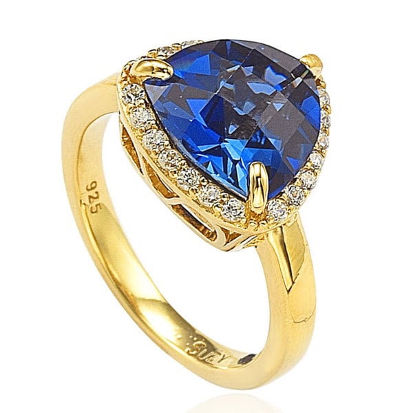 Suzy Levian Goldplated Sterling Silver Created Sapphire Ring