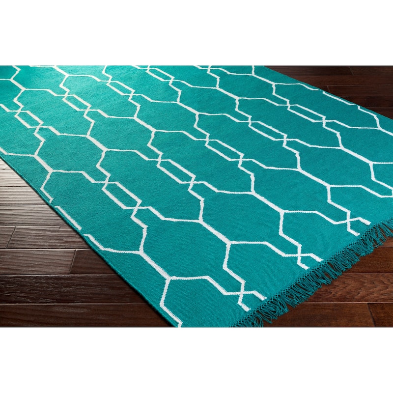 Hand-Woven Terrell Moroccan Trellis PET Area Rug