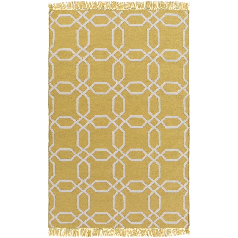 Hand-Woven Tiffany Geometric PET Area Rug - 9' x 13' - Yellow