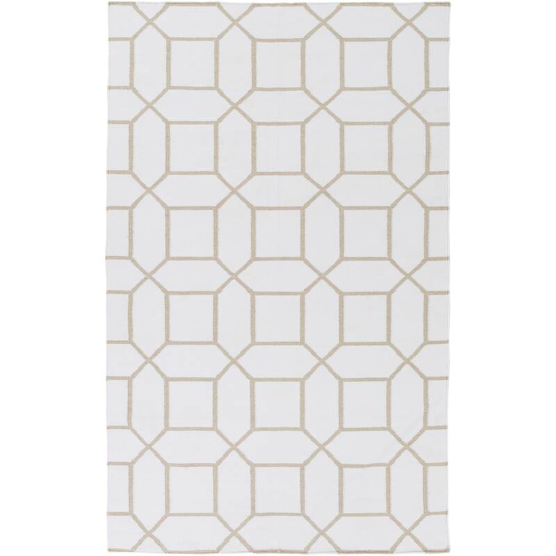 Hand-Woven Rodolfo Geometric PET Area Rug - 9' x 13' - Ivory