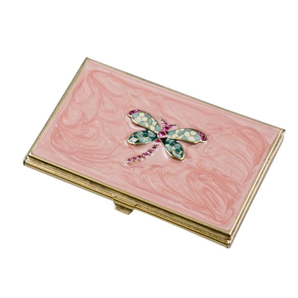 Shop Visol Dragonfly Pink Lacquer Brass Women S Business Card Case