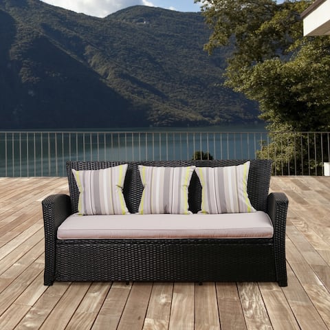 Wicker Atlantic Patio Furniture Find Great Outdoor Seating Atlantic Glacier Black Synthetic Wicker 3 Seater Sofa With Light Grey Cushions