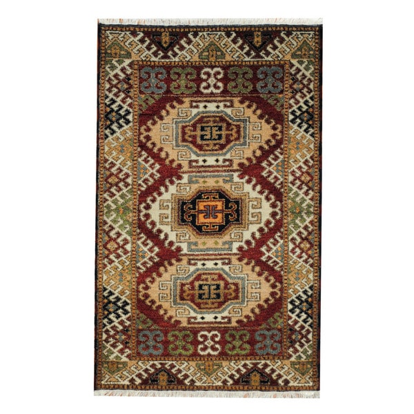 Handmade One-of-a-Kind Kazak Wool Rug (India) - 3'2 x 5'