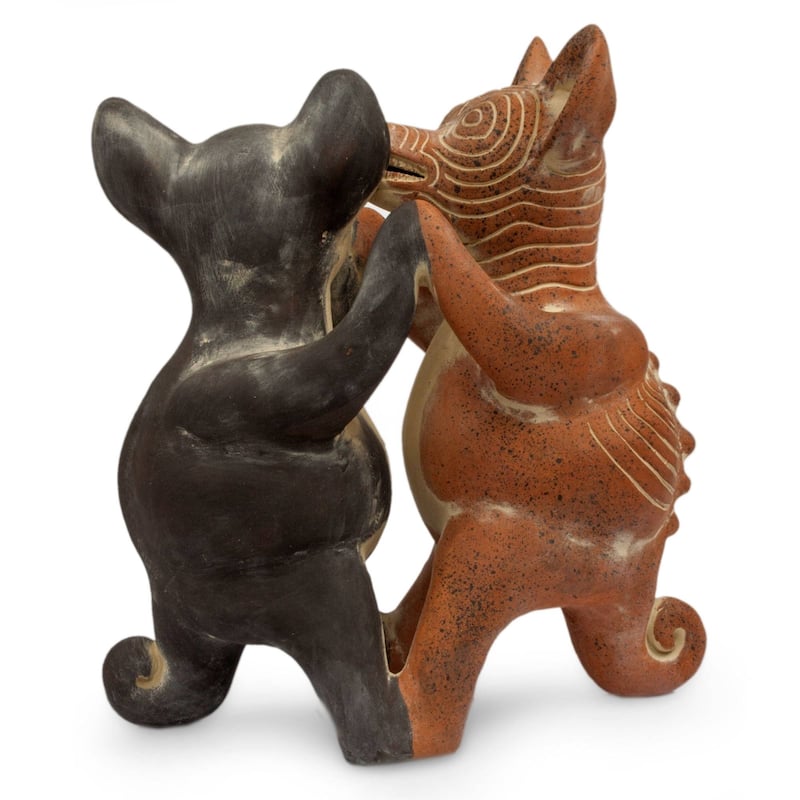 Handmade Ceramic Dancing Colima Dogs Sculpture (Mexico)