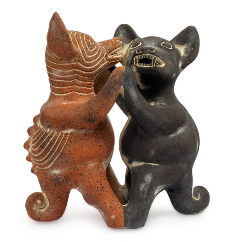 Handmade Ceramic Dancing Colima Dogs Sculpture (Mexico)