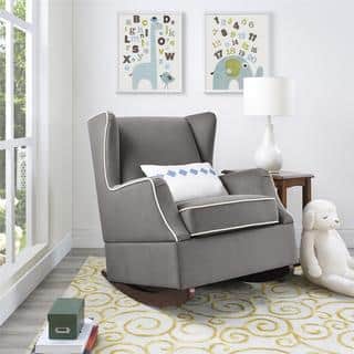Baby Relax Hudson Graphite Grey Wingback Rocker Chair Bed Bath
