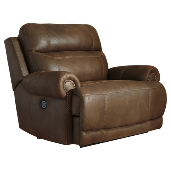 Austere Contemporary Zero Wall Power Wide Recliner Brown