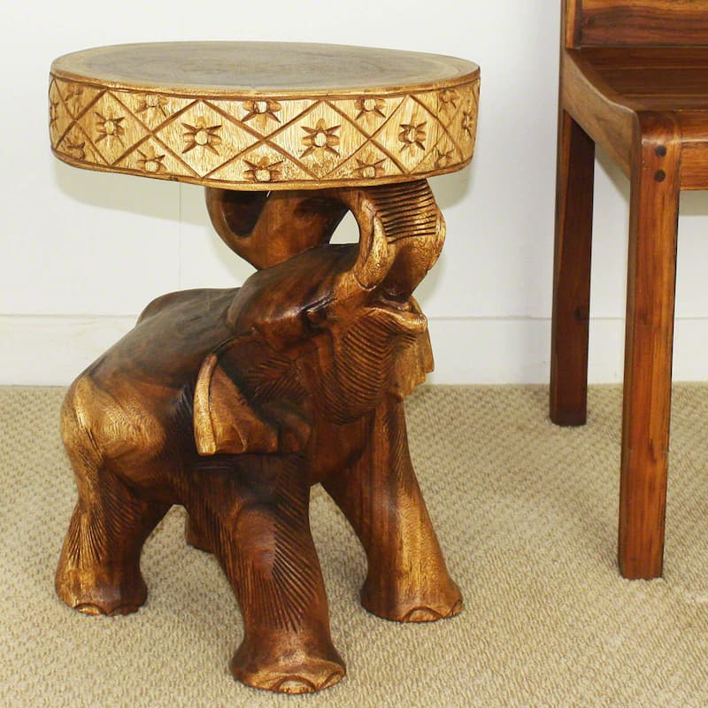 Handmade Eco Wood Chang End Table (Thailand) - 15" x 15" 20"