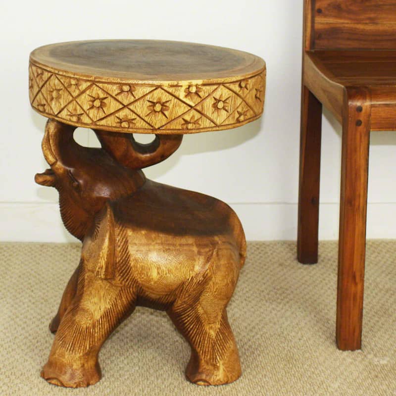 Handmade Eco Wood Chang End Table (Thailand) - 15" x 15" 20"