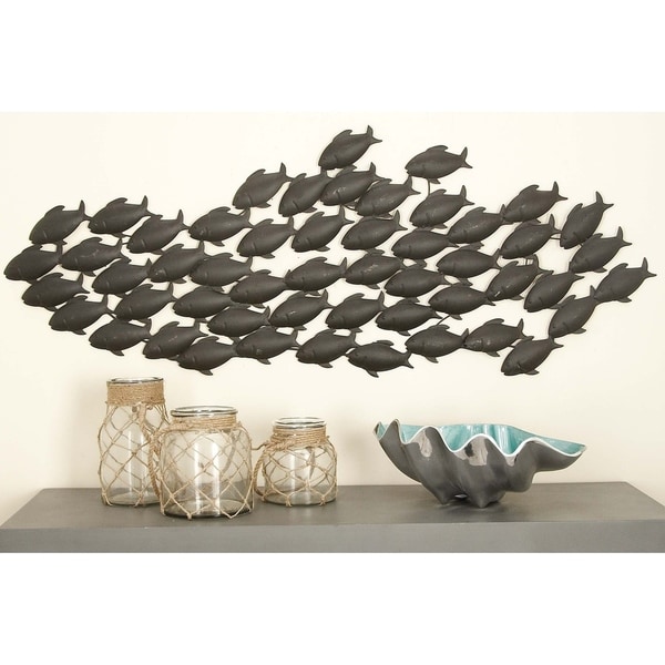 Coastal 20 x 53 Inch School of Fish Metal Wall Decor by Studio 350