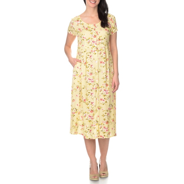 La Cera Women's Floral Printed Button Down Dress
