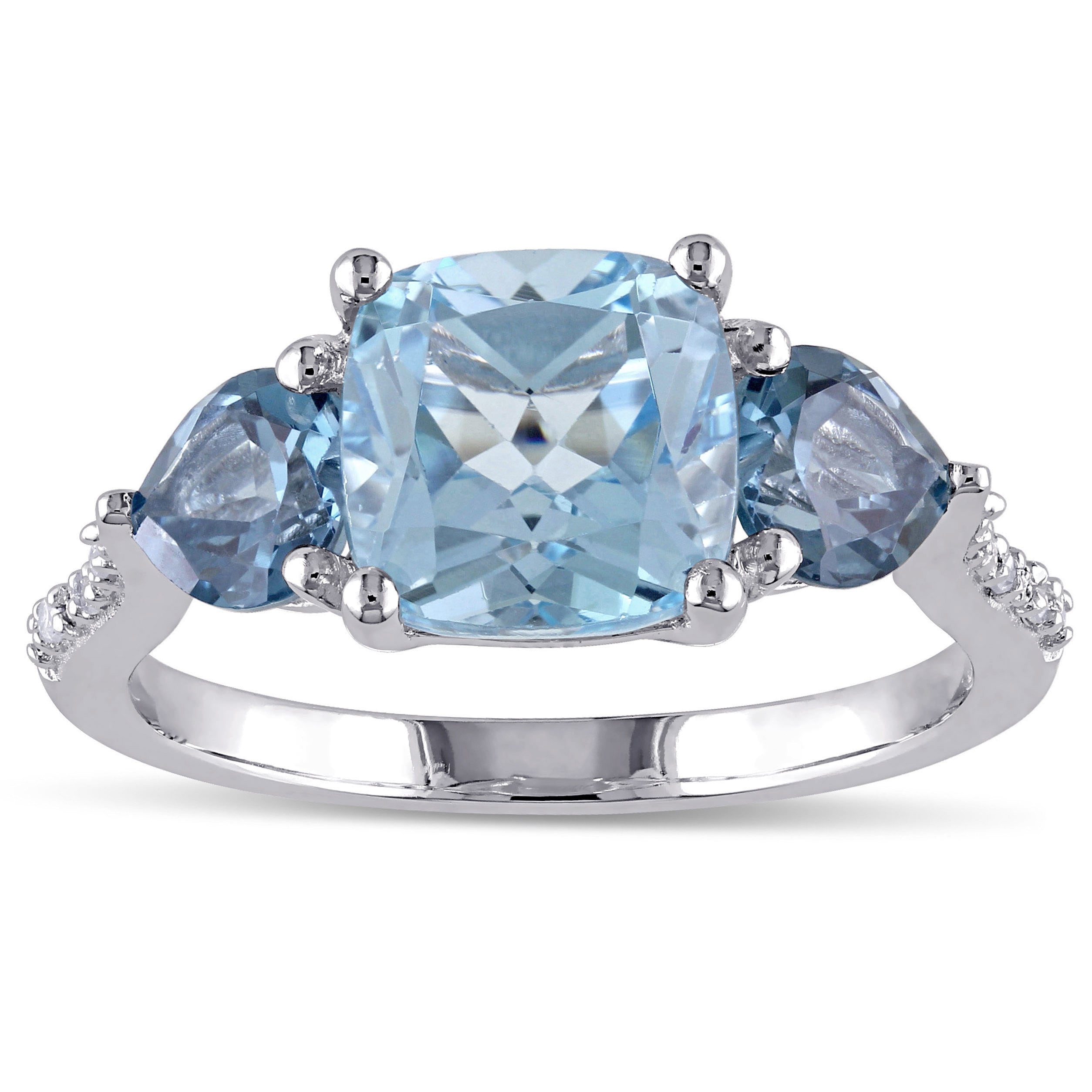 Miadora 3-Stone Multi-Cut Sky and London Blue Topaz Diamond Ring Sterling Silver