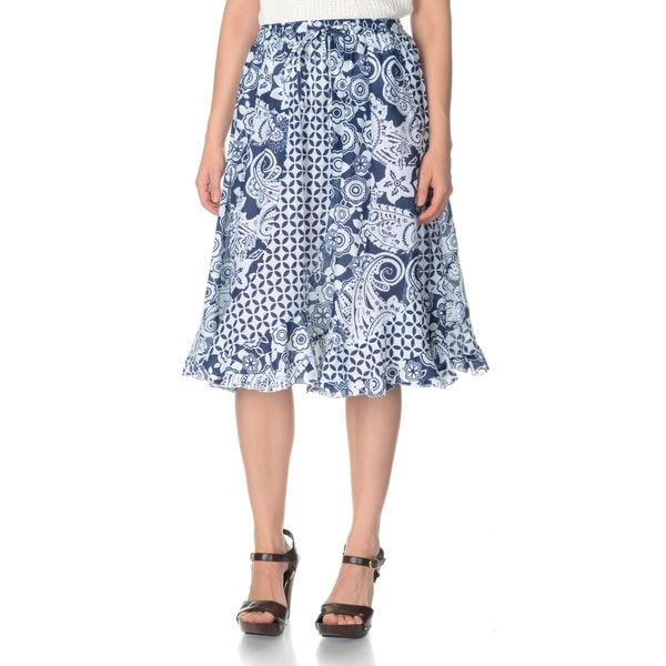 Shop La Cera Women's Printed Cotton Peasant Skirt Free Shipping On