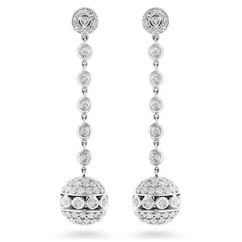 14k White Gold 3ct TDW Diamond Globe Dangle Earrings