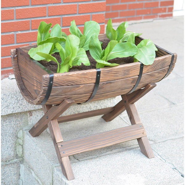 Half Barrel Planter with Stand Free Shipping Today