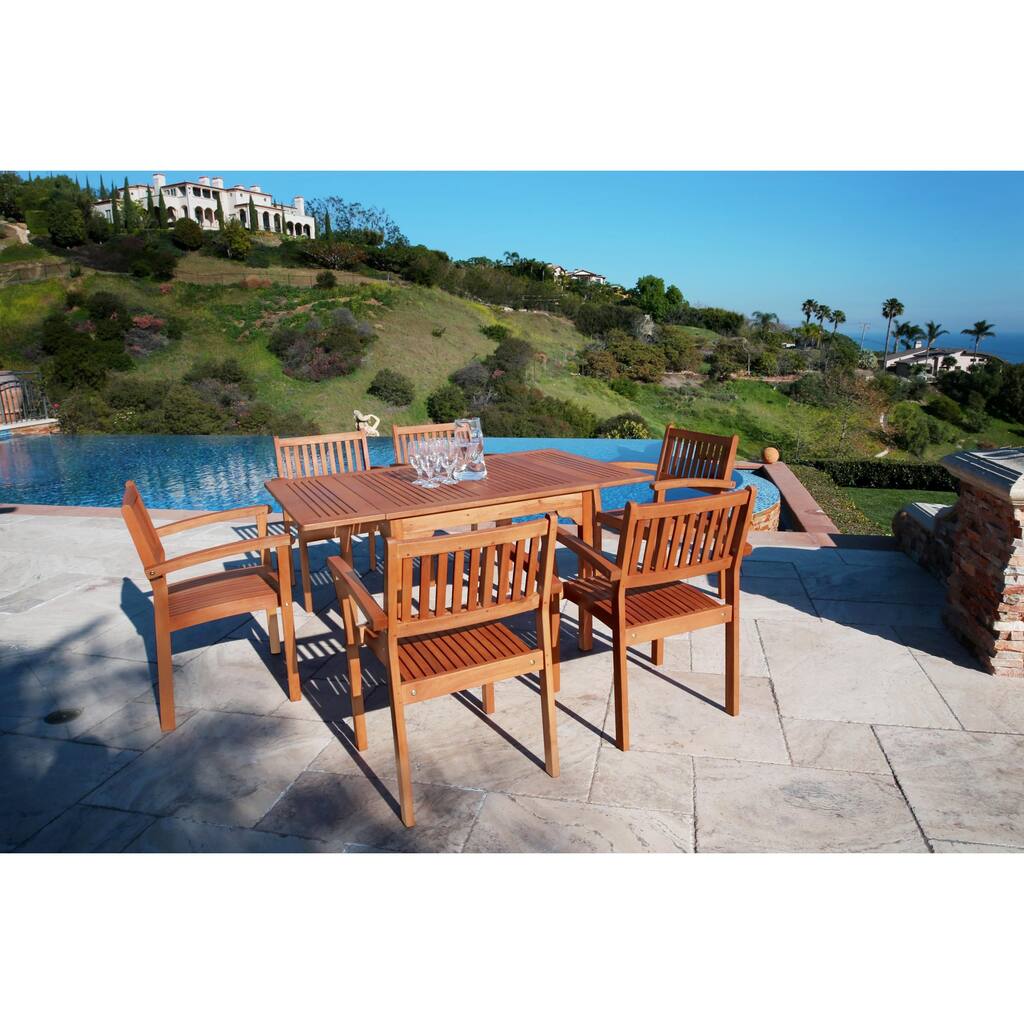 Malibu Eco-friendly 7-piece Wood Outdoor Dining Set