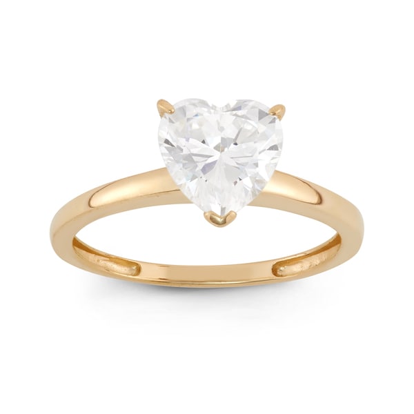 10k Gold 1 3/4ct TGW Heart Shape Solitaire Ring