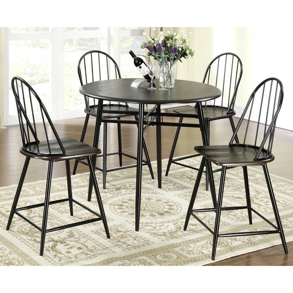 Shelbey Windsor Black/ Cappuccino Country Style Counter-height 5-piece Dining Set
