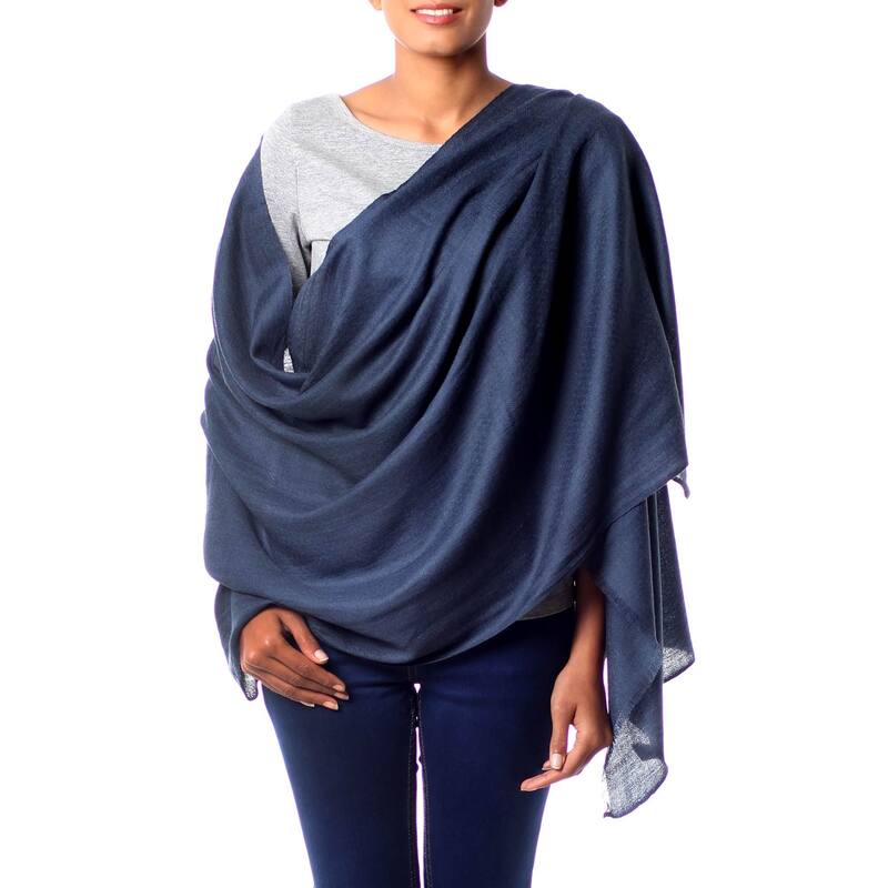 NOVICA Handmade Kashmiri Wool Ultra Light Wrap (India)