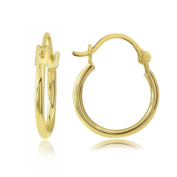 Shop Mondevio 14K Gold 1.3mm Round Hoop Earrings, 12mm - On Sale - Free Shipping Today ...