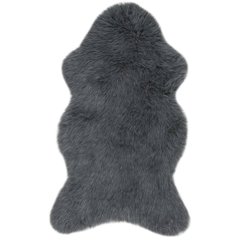 Alexander Home Asher Faux Fur Sheepskin Area Rug - 2'6" x 4'2" - Graphite