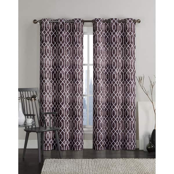 Two Gotcha Curtain Panels 50x84 84 Grey Geometric Curtains FREE SHIPPING