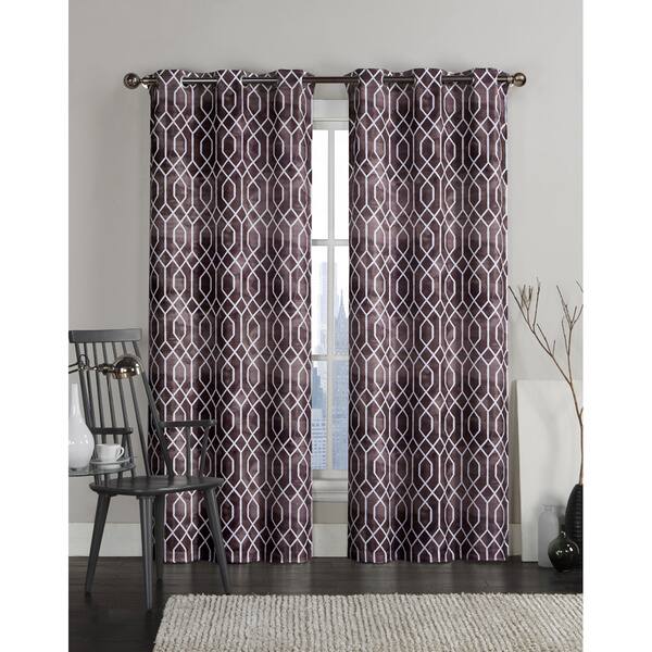 Two Gotcha Curtain Panels 50x84 84 Grey Geometric Curtains FREE SHIPPING