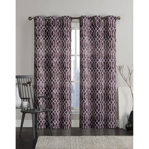 No. 918 Brandon Magnetic Closure Gray Polyester 54 in. W x 84 in. L Grommet Room Darkening Curtain (Double Panel)