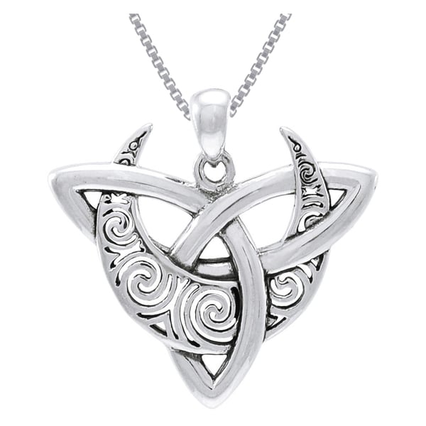 Shop Sterling Silver Celtic Trinity Moon Necklace - Free Shipping On ...