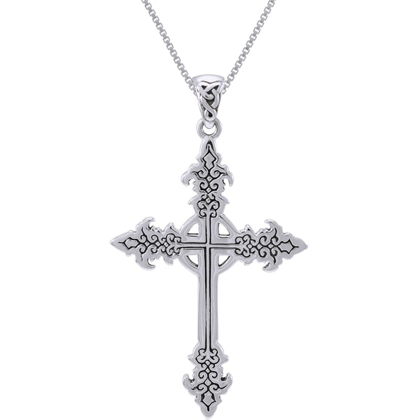 Sterling Silver Gothic Celtic Cross Necklace