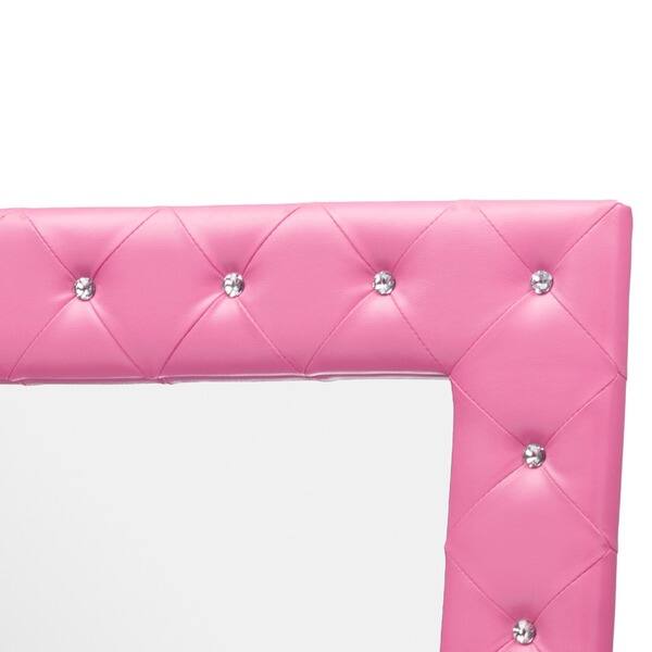 Shop Silver Orchid Porten Crystal Tufted Pink Floor Mirror