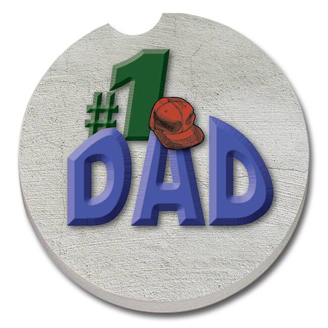 #1 Dad Absorbent Stone Car Coaster (Set of 2) - 4x6
