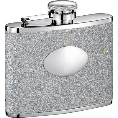 Visol Star Silver Glitter 4-ounce Liquor Flask