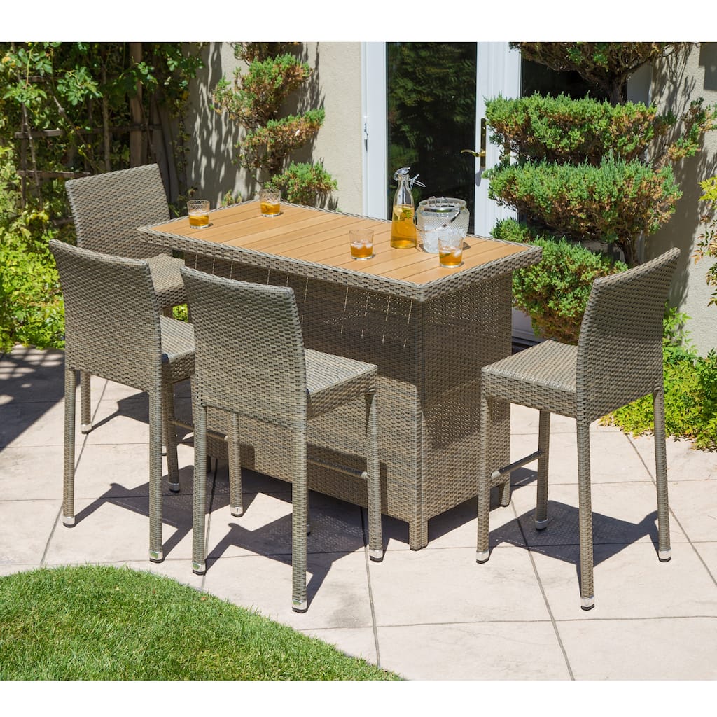 Corvus Ashena 5-piece Outdoor Bar Table and Stool Set