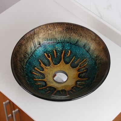 Elite 1507 Volcanic Pattern Tempered Glass Bathroom Vessel Sink