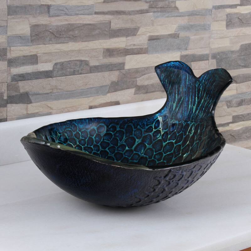 Elite Mermaid IVAN Tempered Glass Bathroom Vessel Sink